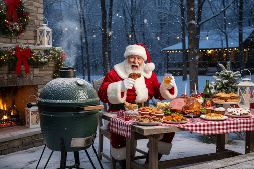 Santa Eating Green Egg BBQ Grill Recipes 