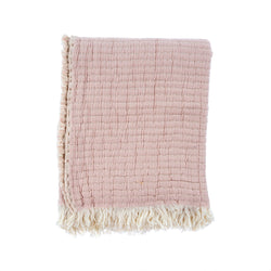 Kantha-stitch Throw - Dusty Blush