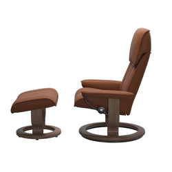 Stressless Admiral Large Classic Chair & Ottoman - Paloma New Cognac - Walnut Base