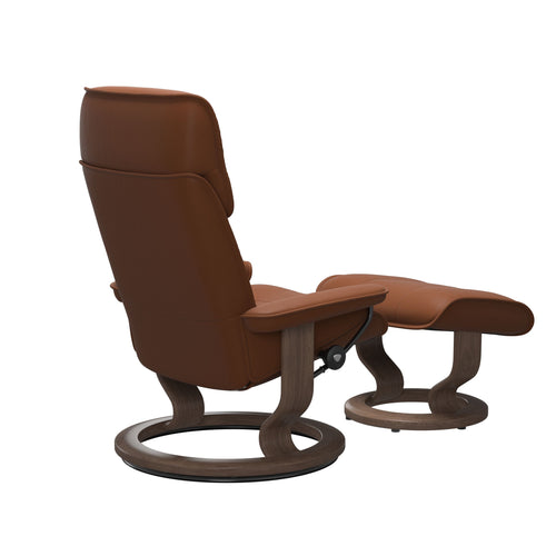 Stressless Admiral Large Classic Chair & Ottoman - Paloma New Cognac - Walnut Base