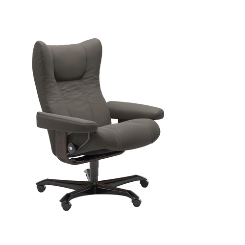 Stressless Wing Office Chair - Paloma Metal Grey - Wenge Finish