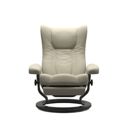 Stressless Wing Medium Classic Power Leg & Back Chair - Paloma Light Grey - Grey Base