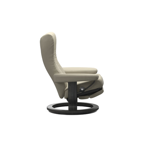 Stressless Wing Medium Classic Power Leg & Back Chair - Paloma Light Grey - Grey Base