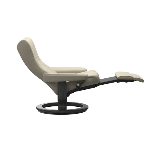 Stressless Wing Medium Classic Power Leg & Back Chair - Paloma Light Grey - Grey Base