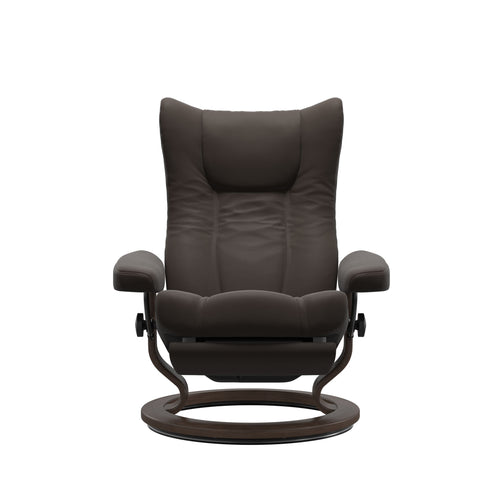 Stressless Wing Medium Classic Power Leg & Back Chair - Paloma Chestnut - Walnut Base