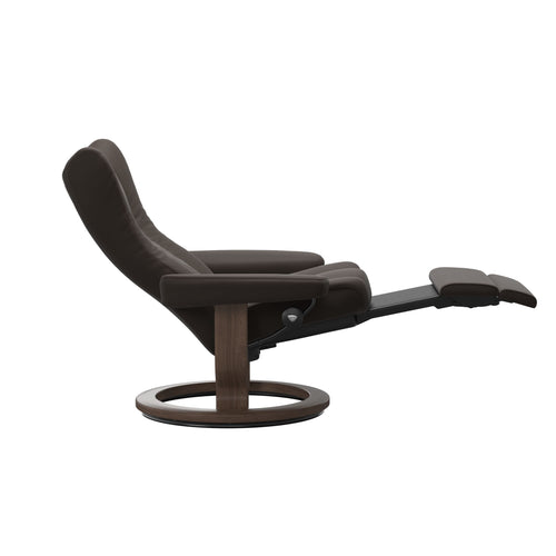 Stressless Wing Medium Classic Power Leg & Back Chair - Paloma Chestnut - Walnut Base