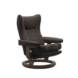 Stressless Wing Power Leg & Back Medium Chair - Paloma Chestnut - Classic Walnut Base