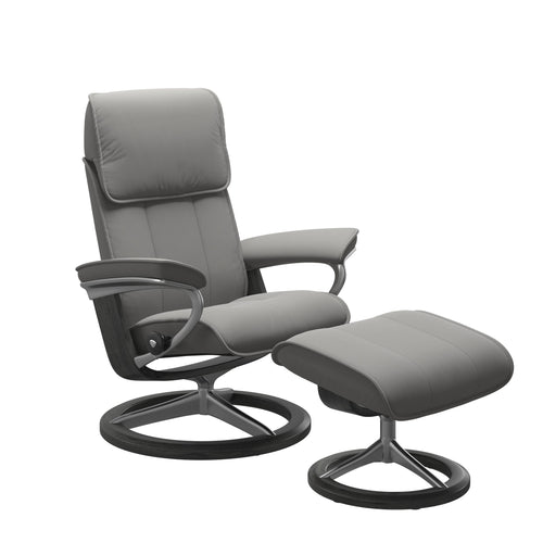 Stressless Admiral Signature Chair & Ottoman - Grey Base