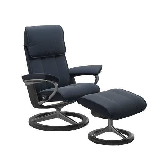 Stressless Admiral Signature Chair & Ottoman - Grey Base