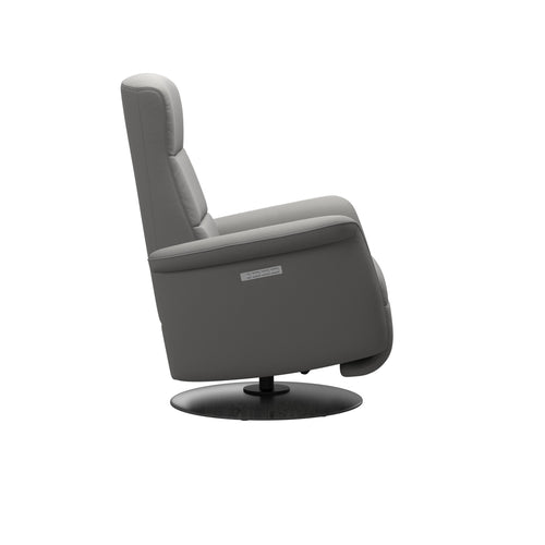 Stressless Mike Small Power Chair - Paloma Silver Grey - Moon Wood Base Grey