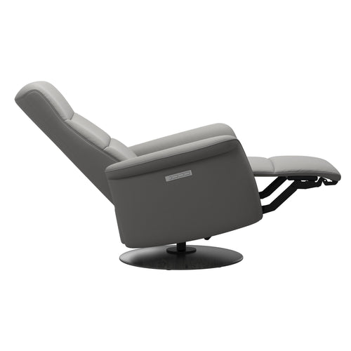 Stressless Mike Small Power Chair - Paloma Silver Grey - Moon Wood Base Grey