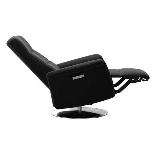 Stressless Mike Medium Power Chair - Paloma Black - Moon Steel Base