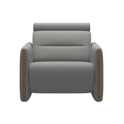 Stressless Emily Chair - Power With Wood Arms - Paloma Silver Grey - Teak Finish