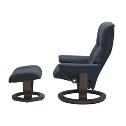 Stressless Mayfair Large Classic Chair & Ottoman - Paloma Oxford Blue - Wenge Base