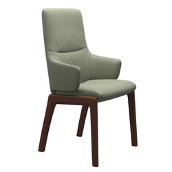 Stressless Mint Dining Chair - High Back With Arms - Paloma Shadow Green - D100 Walnut Legs