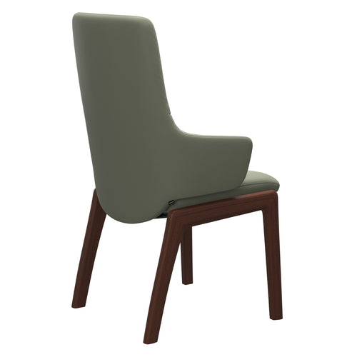 Stressless Mint Dining Chair - High Back With Arms - Paloma Shadow Green - D100 Walnut Legs