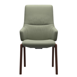 Stressless Mint Dining Chair - High Back With Arms - Paloma Shadow Green - D100 Walnut Legs