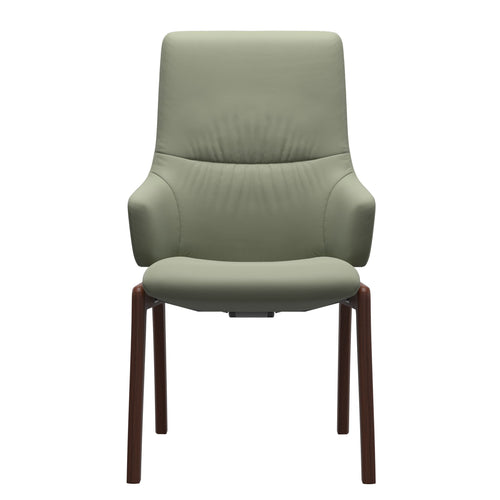 Stressless Mint Dining Chair - High Back With Arms - Paloma Shadow Green - D100 Walnut Legs