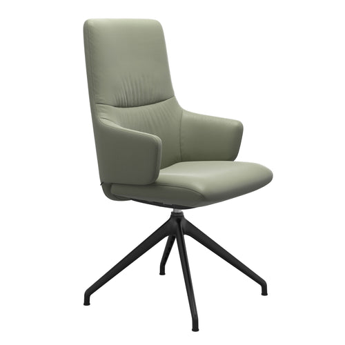 Stressless Mint Dining Chair - High Back With Arms - Paloma Shadow Green - D350 Black Legs