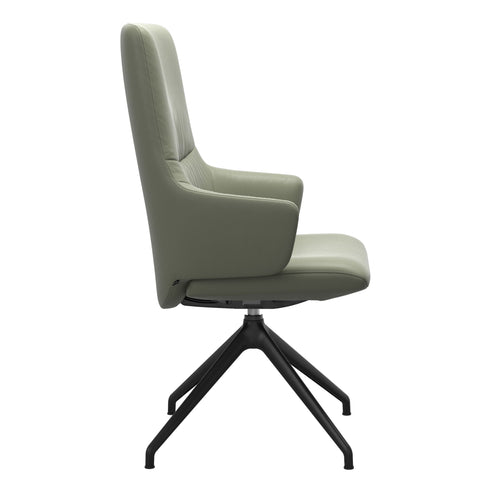 Stressless Mint Dining Chair - High Back With Arms - Paloma Shadow Green - D350 Black Legs