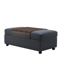 Stressless Double Storage Ottoman with Table - Paloma Sparrow Blue