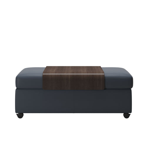 Stressless Double Storage Ottoman with Table - Paloma Sparrow Blue