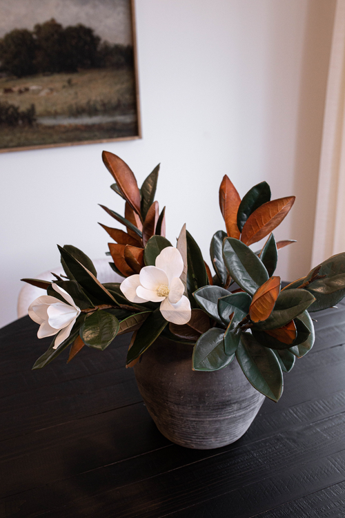 Magnolia Stems Faux Flowers with Leaves