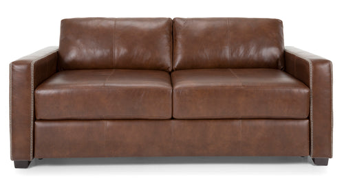 Coco Queen Sofabed - Leather Horseshoe Cognac