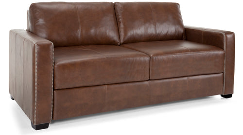 Coco Queen Sofabed - Leather Horseshoe Cognac
