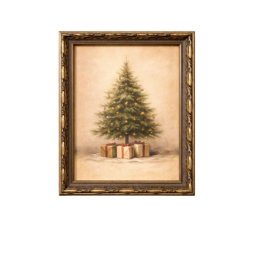 Rustic Christmas Tree Framed Art