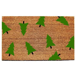 Green Pine Trees Coir Door Mat - 18" x 30"