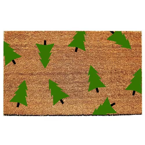 Green Pine Trees Coir Door Mat - 18" x 30"