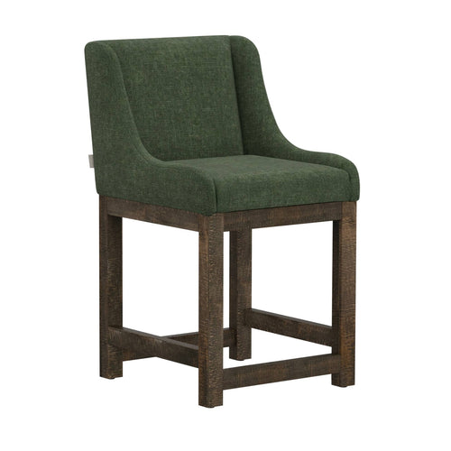 Upholstered Barstool with Wooden Frame & Base 24" - Olive Green