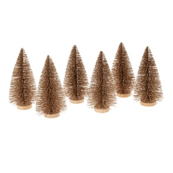 Bottle Brush Trees - Pale Gold Sparkle - Set of 6