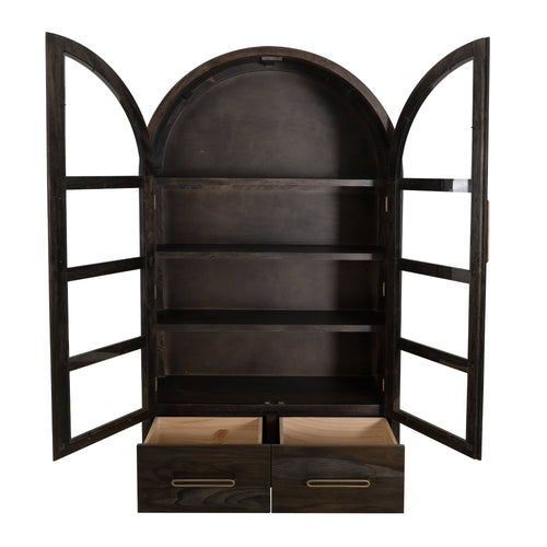 Balam 1-Drawer & 2 Glass Door Cabinet - Black