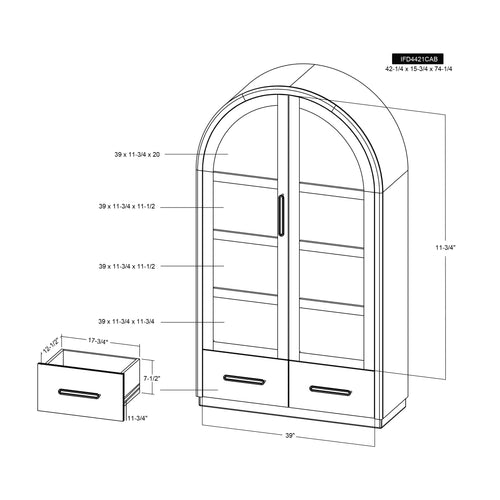 Balam 1-Drawer & 2 Glass Door Cabinet - Black