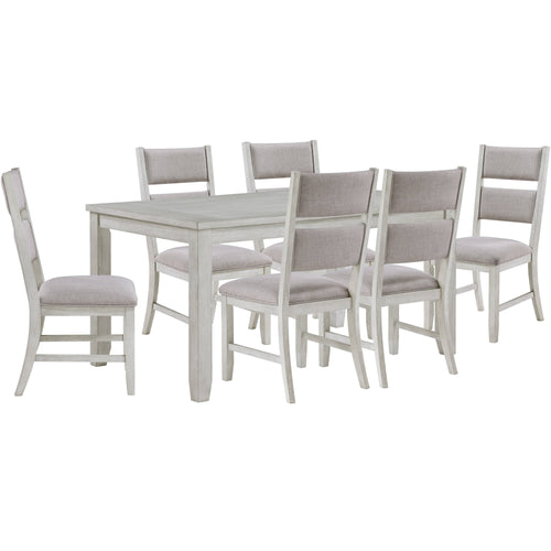 Mason Wood Side Chair with Upholstered Seat & Back, Pack of 2- Weathered White