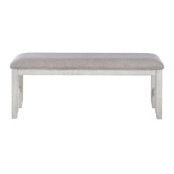 Mason Wood Dining Bench with Upholstered Seat - Weathered White