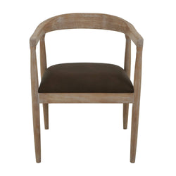 White Teak Upholstered Wooden Armchair