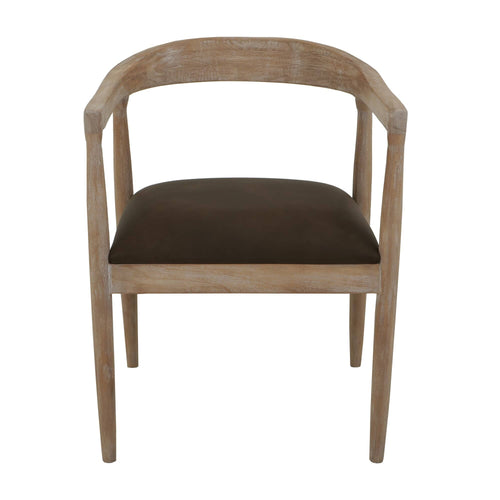 White Teak Upholstered Wooden Armchair
