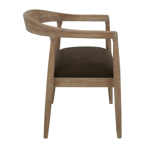 White Teak Upholstered Wooden Armchair