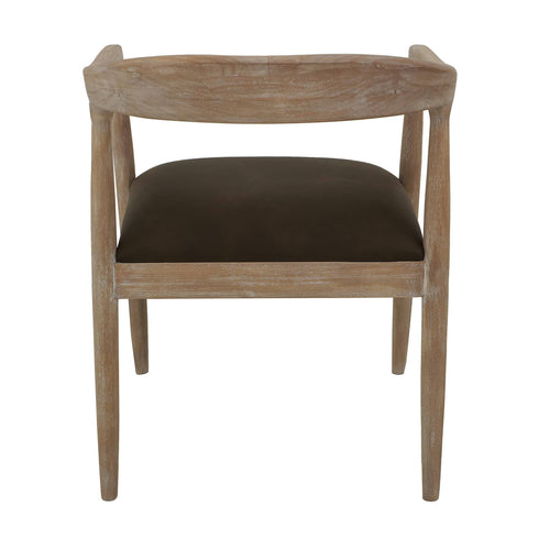 White Teak Upholstered Wooden Armchair