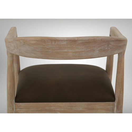 White Teak Upholstered Wooden Armchair