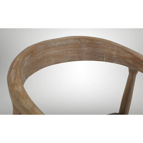 White Teak Upholstered Wooden Armchair