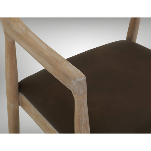 White Teak Upholstered Wooden Armchair