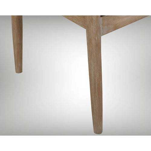 White Teak Upholstered Wooden Armchair