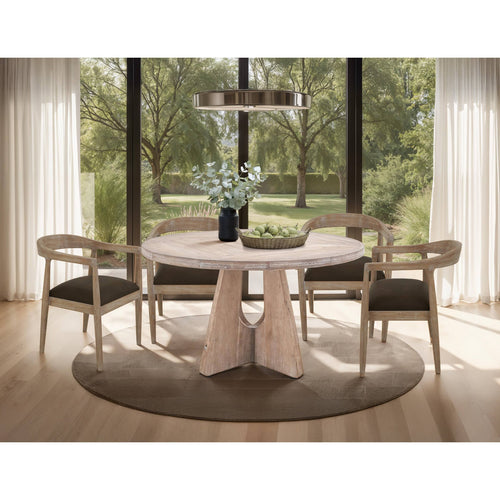 White Teak Upholstered Wooden Armchair