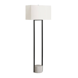 Floor Lamp with Ivory Shade 62" - Black