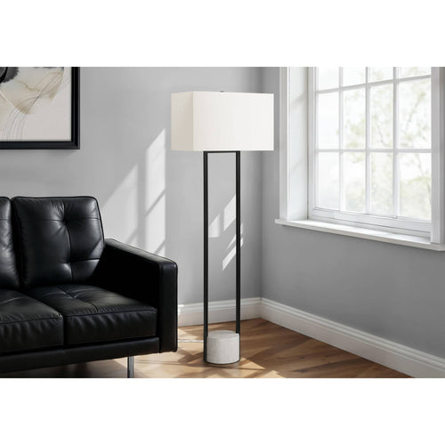 Floor Lamp with Ivory Shade 62" - Black
