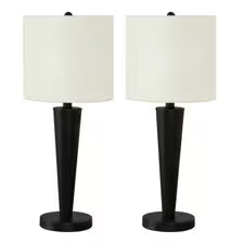 Cone Table Lamp with Ivory Shade 24" - Black, 2 Pack